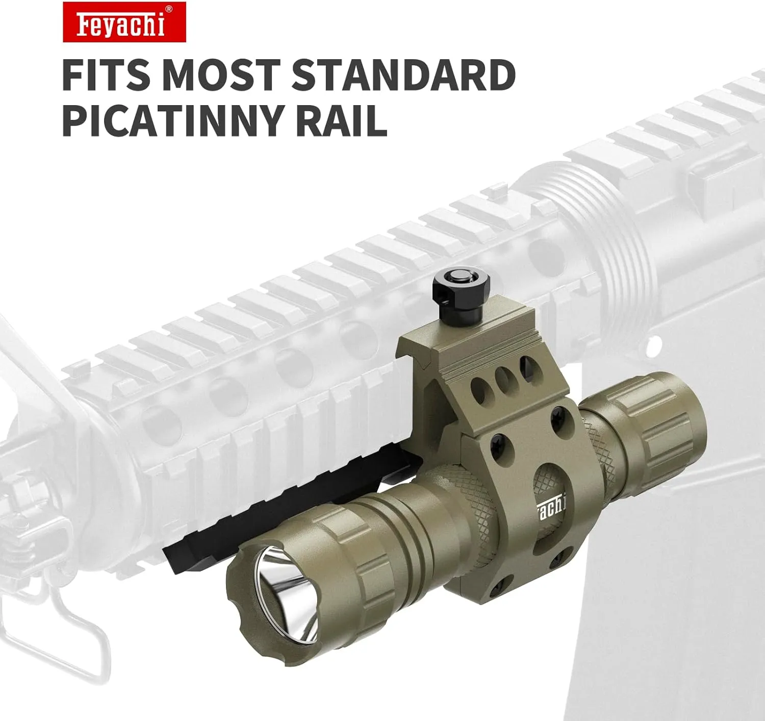 Feyachi Tactical Flashlight 1200 Lumens, with Offset Mount & Pressure Switch, 200m Beam, 4H Runtime, Rainproof and Shockproof