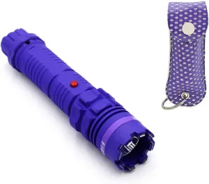 Fightsense LED Tactical Flashlight Stun Gun Pepper Spray Combo Pack for Women self Defense Purple Bling