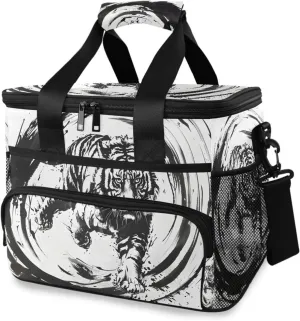 Figure Tiger Doodle Cooler Bag Insulated Cooler Soft Sided Cooler 24 Can Portable Picnic Bag Large Leakproof Lunch Bag Box for Beach Grocery Camping Travel Car Men Women
