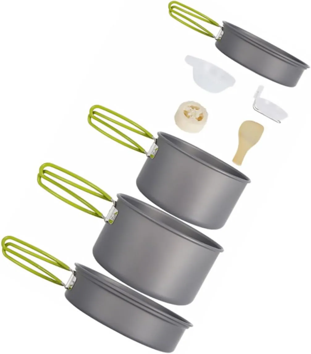 Fishing Cookware Camping Kit 7pc Non-Stick Cooking Pan Utensil Set for Outdoor