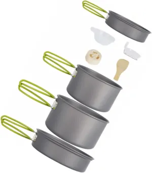 Fishing Cookware Camping Kit 7pc Non-Stick Cooking Pan Utensil Set for Outdoor