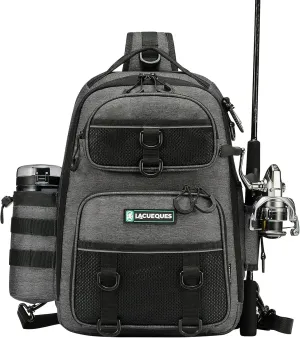 Fishing Tackle Bag Professional Fly Sling Fishing Bag, Fishing Crossbody Backpack 22L – Multi-Hook Design, Rod Holder, Insulated Cup Pocket, 3x3700 Tackle Box Capacity