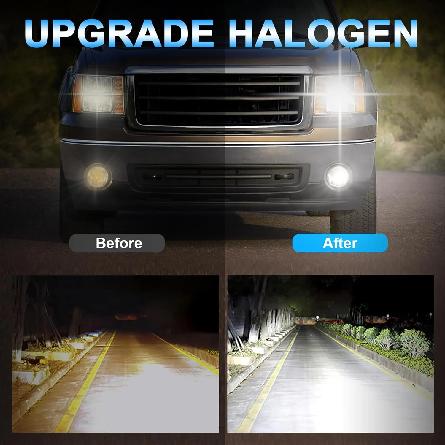 Fit for Chevy Silverado 1500 2500HD 3500HD 1998 1999 2000 2001 2002 2003 2004 2005 2006 High Performance Halogen Headlight Bulbs,9005 High Beam   9006 Low Beam Headlamp Replacement Bulbs Kit,Pack of 4