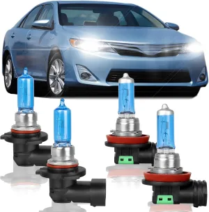 Fit for Toyota Camry 2007-2017 High Performance Halogen Headlight Bulbs,9005 High Beam   H11 Low Beam Headlamp Replacement Bulbs Kit, Plug and Play,Pack of 4 (Toyota Camry 2007-2017)