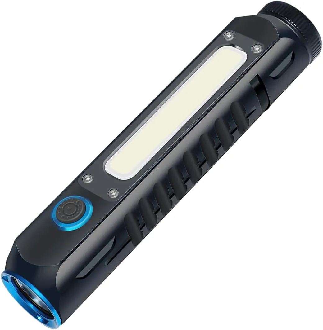 Flashlight Rechargeable Magnetic LED Flashlight 500LM Super Bright LED Tactical Flashlight with Cob Sidelight Waterproof 8 Modes for Camping Emergency and Outdoor Use