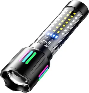 Flashlights High Lumens, Rechargeable 2,000,000 Lumens Handheld LED Flashlight 5 Modes, Zoomable, IPX6 Waterproof Powerful Tactical Flashlight for Emergencies, Camping, Hiking (XA519H), Black