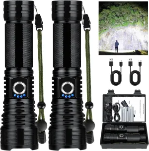 Flashlights High Lumens Rechargeable, 990000 Lumens Super Bright LED Powerful Flashlight, 5 Modes Flash Light, IPX6 Waterproof High Powered Flashlights for Home Camping