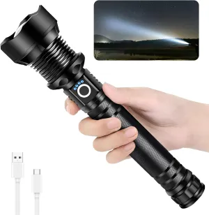 Flashlights High Lumens, Rechargeable Flashlights, High Lumens Led Flashlight, Super Bright Led Flashlight, Suitable for Camping and Emergency Situations