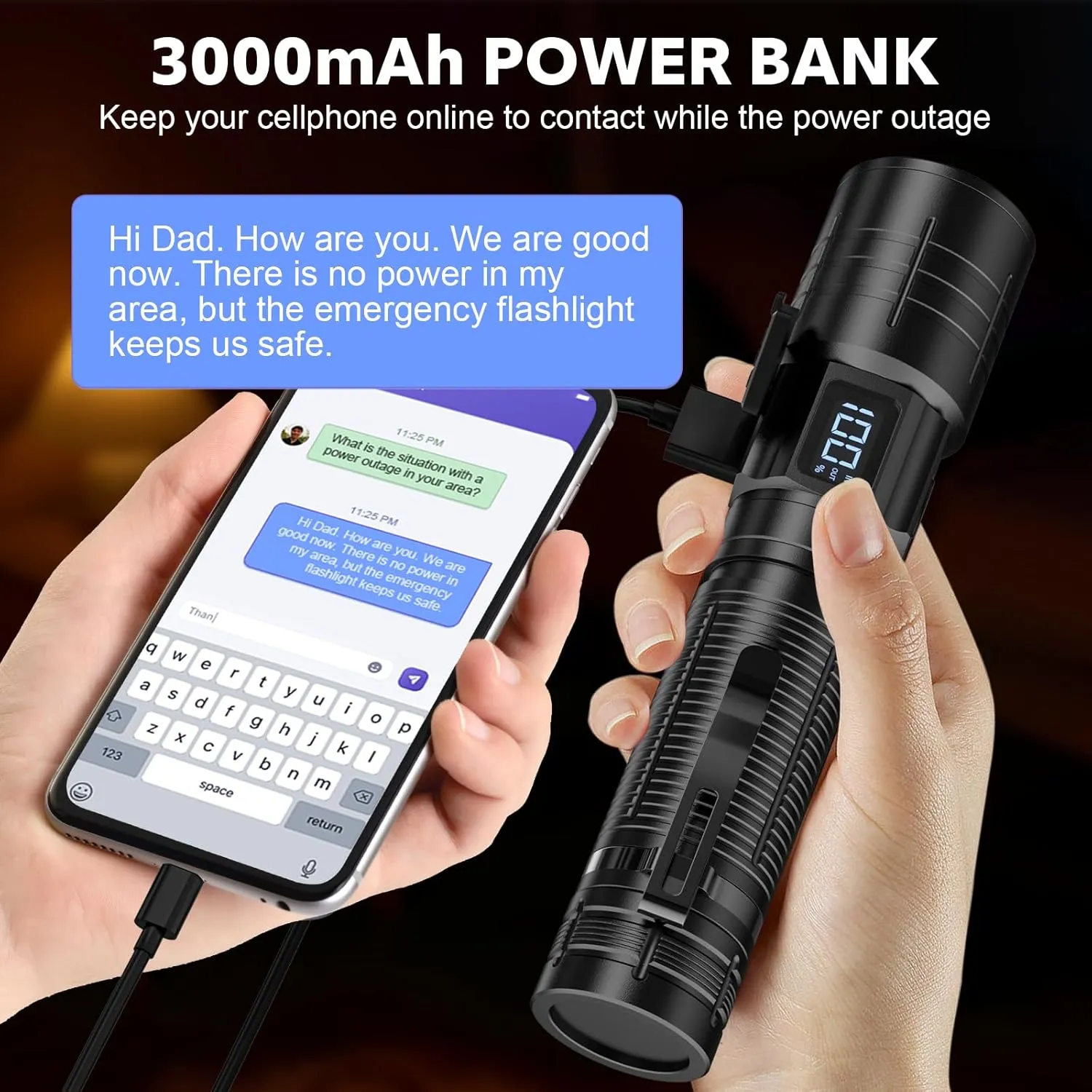 Flashlights High Lumens Rechargeable Super Bright LED Flashlight with Dimmable, Zoomable Beam Tactical Flash Lights Small Powerful