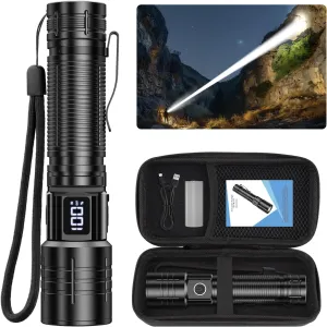 Flashlights High Lumens Rechargeable Super Bright LED Flashlight with Dimmable, Zoomable Beam Tactical Flash Lights Small Powerful