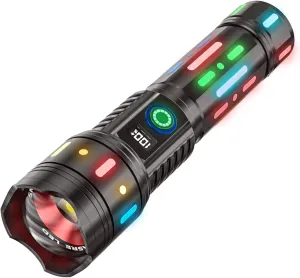 Flashlights High Lumens,Brightest Led Rechargeable Flashlight, 5 Modes,Power Display, IP67 Waterproof, Zoomable, Handheld Powerful Flash Light for Emergencies Camping