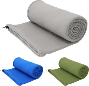 Fleece Sleeping Bag Liner, 75" Long Zipper Microfiber Fleece Travel Single Sleeping Bag Camping Blanket, Indoor Outdoor Blanket for Adults & Children