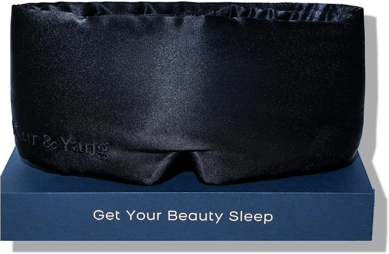 Fleur&Yang Silk Sleep Mask, Adjustable Blackout Sleeping Mask for Men Women, Soft Breathable 100% Mulberry Silk Fabric, Cooling Eye Cover Blindfold for DeepSleep or Meditation(Peaceful Black)