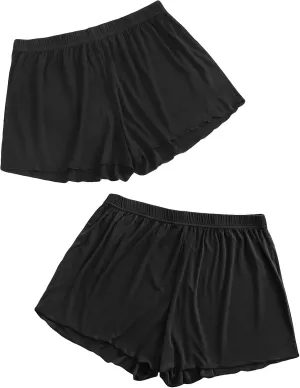 Floerns Women's Plus Size Solid Pajama Shorts 2 Pack Soft Lounge Sleep Shorts