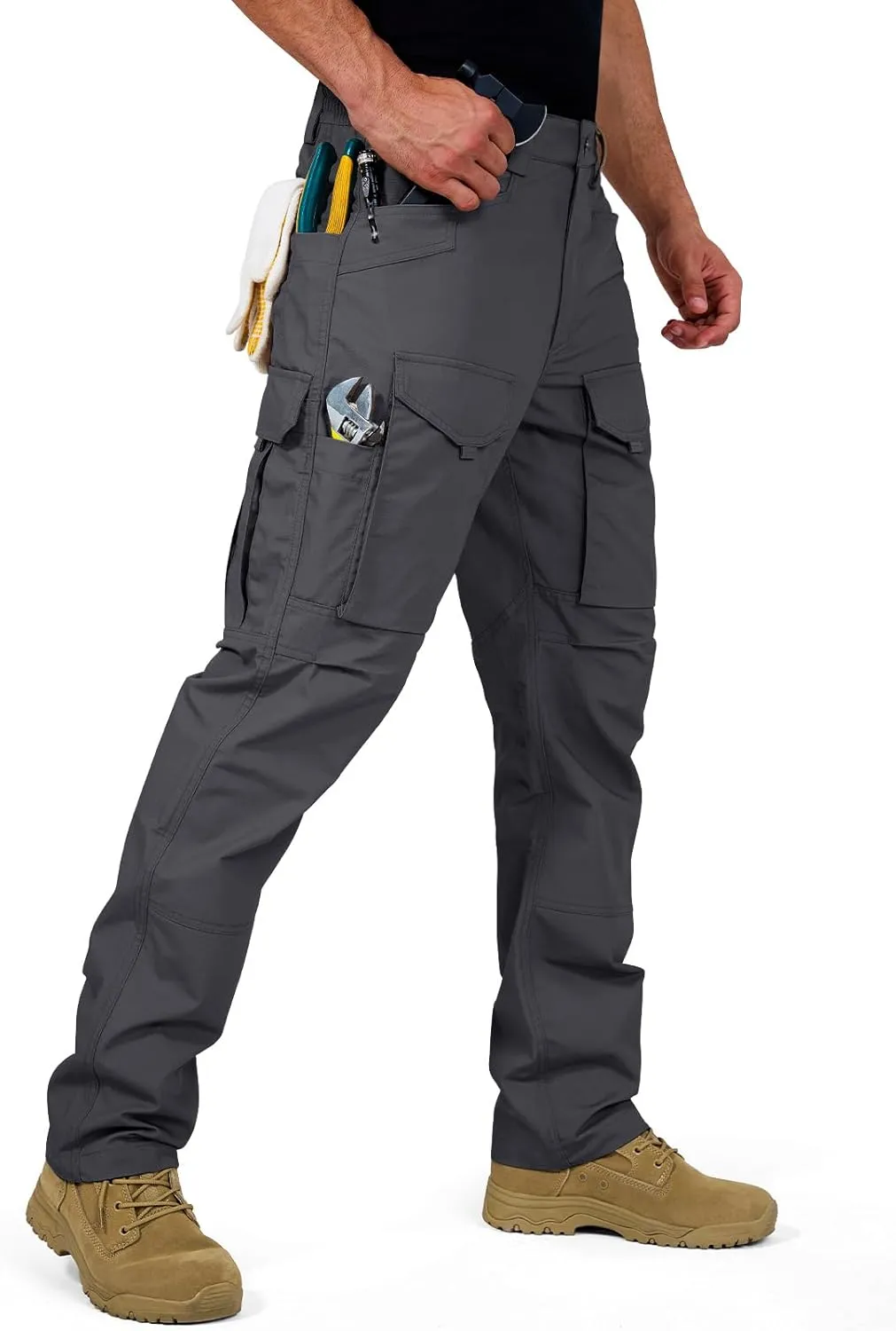 FREE SOLDIER Men's Cargo Pants,Tactical Pants for Men Stretch,Durable Ripstop EDC Work Pants for Hiking