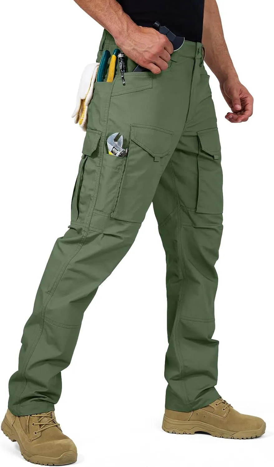 FREE SOLDIER Men's Cargo Pants,Tactical Pants for Men Stretch,Durable Ripstop EDC Work Pants for Hiking