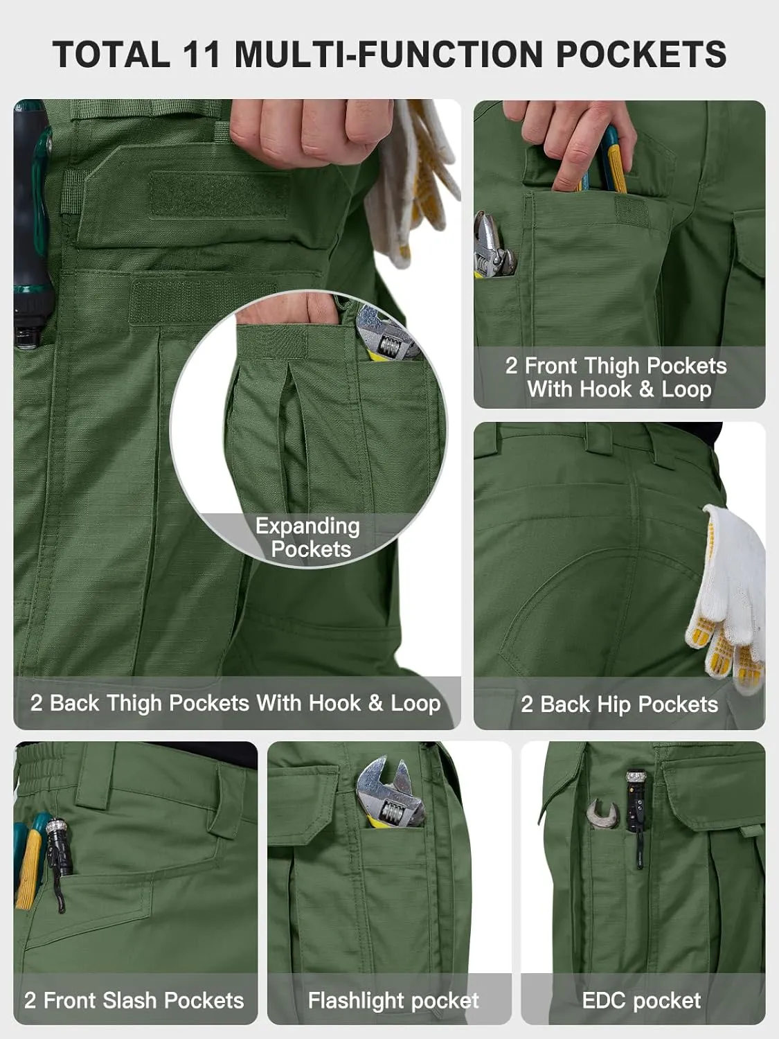 FREE SOLDIER Men's Cargo Pants,Tactical Pants for Men Stretch,Durable Ripstop EDC Work Pants for Hiking