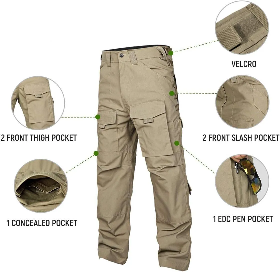 FREE SOLDIER Men's Cargo Pants,Tactical Pants for Men Stretch,Durable Ripstop EDC Work Pants for Hiking