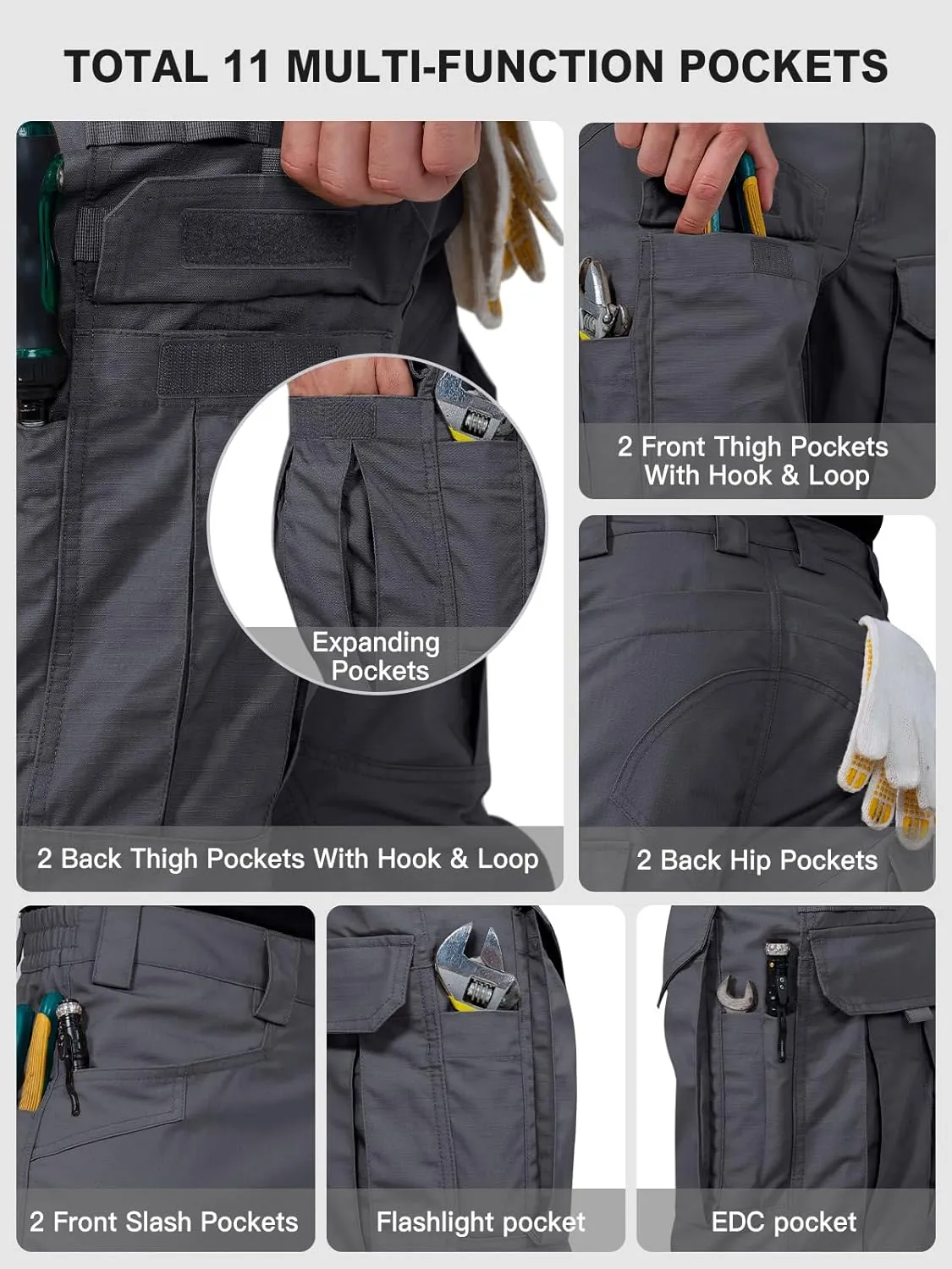 FREE SOLDIER Men's Cargo Pants,Tactical Pants for Men Stretch,Durable Ripstop EDC Work Pants for Hiking