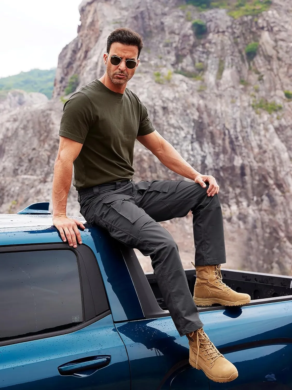 FREE SOLDIER Men's Cargo Pants,Tactical Pants for Men Stretch,Durable Ripstop EDC Work Pants for Hiking