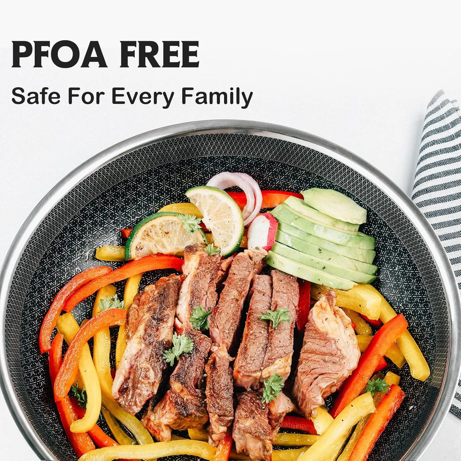 Frying Pan, 10 Inch Hybrid Non Stick Stainless Steel Skillets, Dishwasher Induction Oven Broiler Safe, Non Toxic Chef's Pan, PFOA Free Cookware