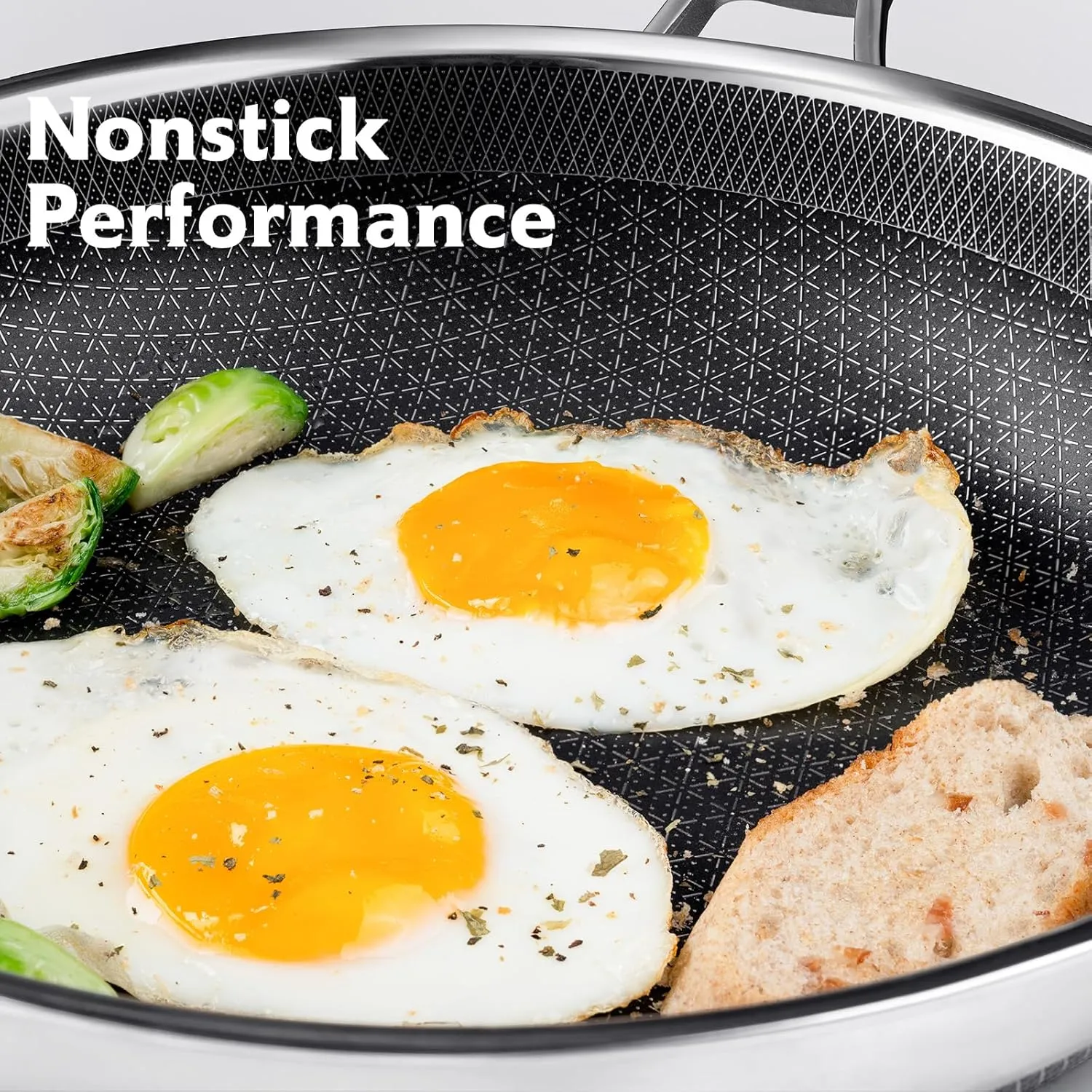 Frying Pan, 10 Inch Hybrid Non Stick Stainless Steel Skillets, Dishwasher Induction Oven Broiler Safe, Non Toxic Chef's Pan, PFOA Free Cookware