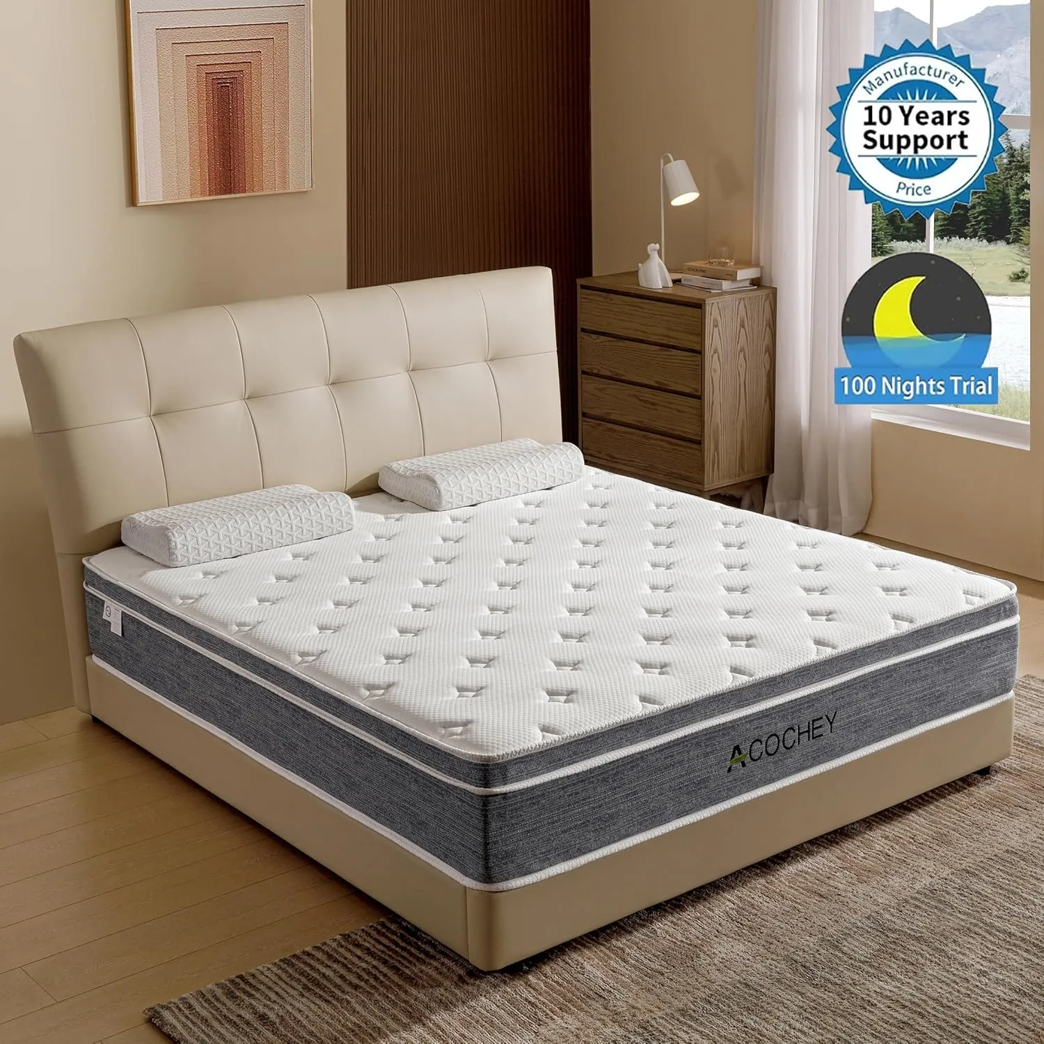 Full Mattress in a Box,10 Inch Full Size Mattress,Gel Memory Foam Medium Firm Grey Hyrid Matress,Quality Comfort and Adaptive Support Breathable Cooling,CertiPUR-US
