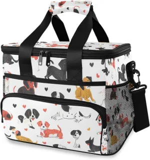 Funny Dogs White Cooler Bag Insulated Cooler Soft Sided Cooler 24 Can Portable Picnic Bag Large Leakproof Lunch Bag Box for Beach Grocery Camping Travel Car Men Women