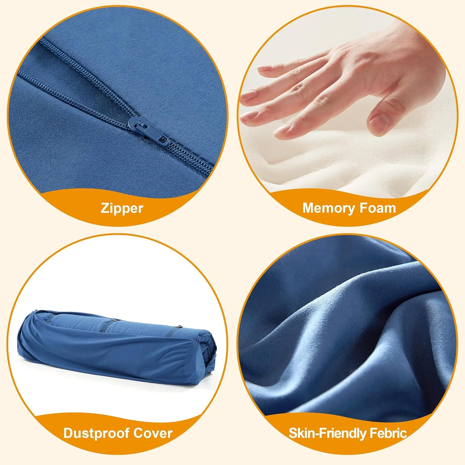 Futon Mattress Japanese Floor Topper, 4" Memory Foam Foldable Futon Pad, Portable Roll Up Sleeping Mat for Camping, Easy to Store with Dust Cover, Twin