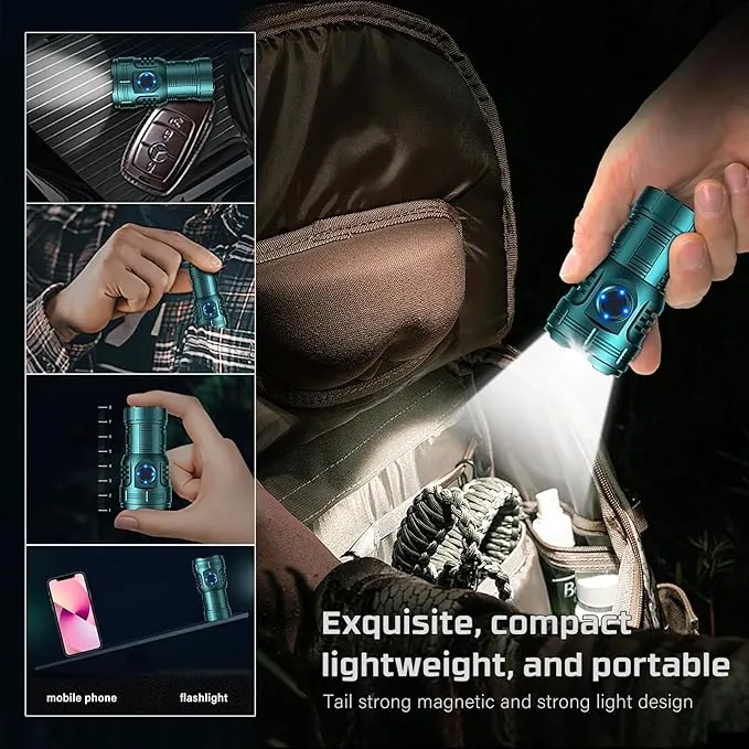 FZH 3000 Lumens Rechargeable Small Flashlight, Mini Tactical LED Flash Light Super Bright Pocket EDC Torch 7 Modes USB C for Home Outdoors, Emergency, Work