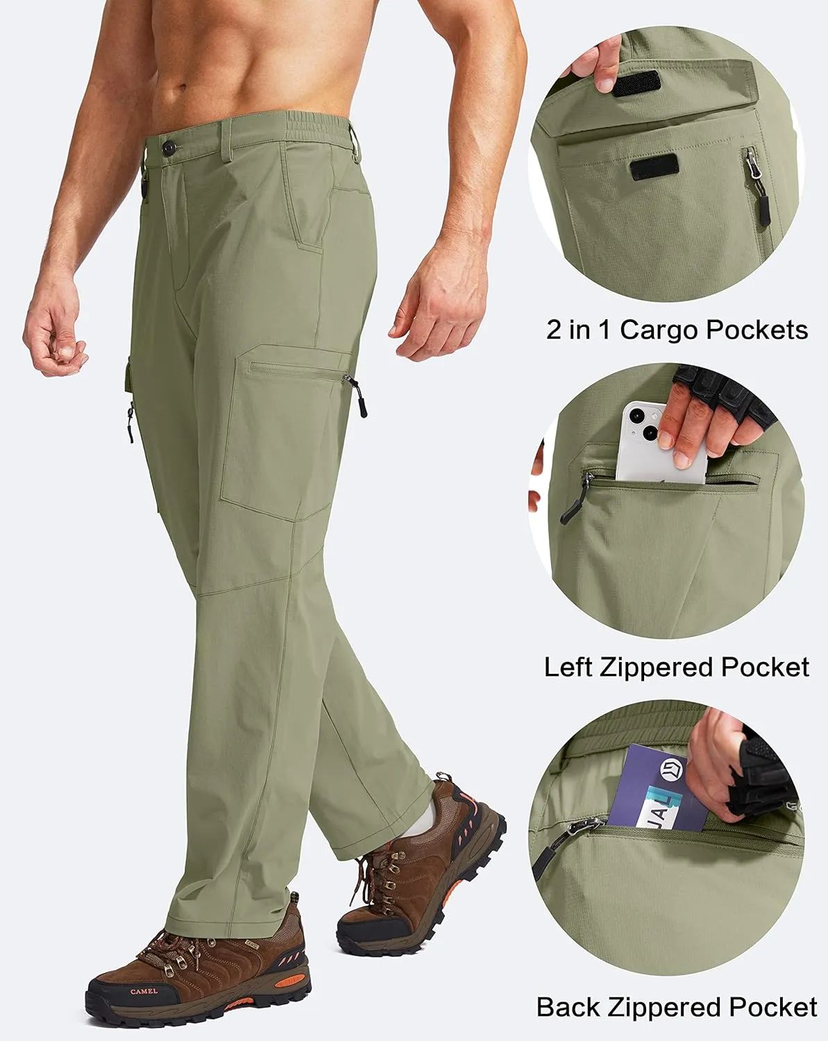 G Gradual Men's Hiking Cargo Pants Water Resistant Quick Dry Lightweight Outdoor Tactical Pants for Men with Multi Pocket