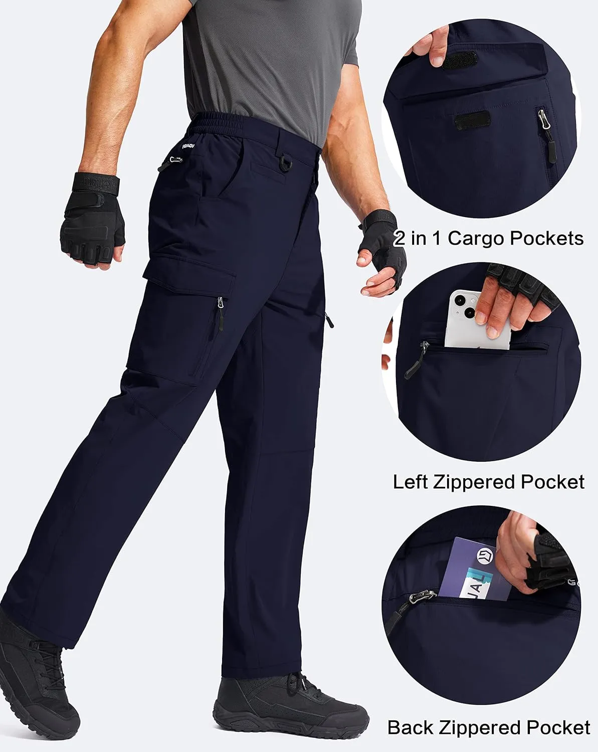 G Gradual Men's Hiking Cargo Pants Water Resistant Quick Dry Lightweight Outdoor Tactical Pants for Men with Multi Pocket