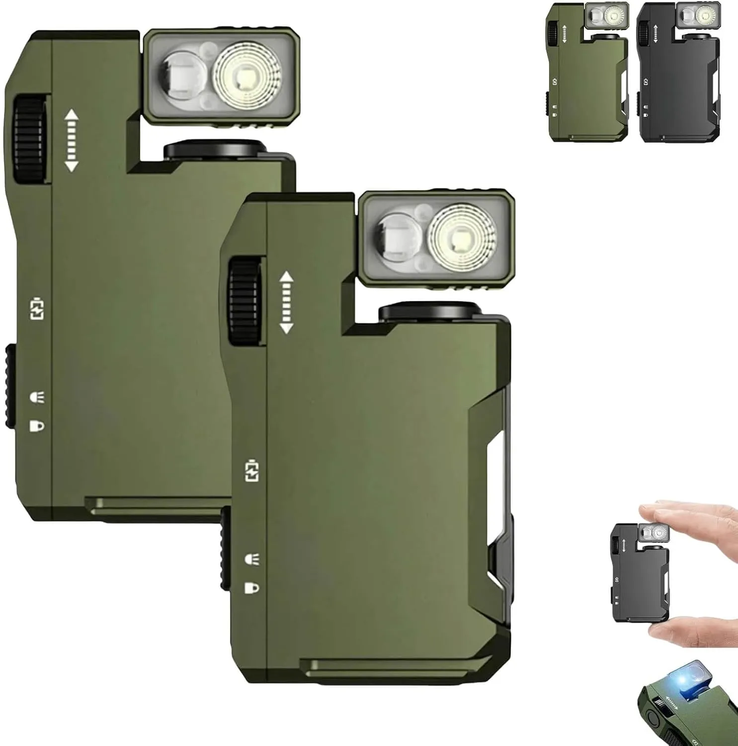 G5 EDC Flashlight 400 Lumens, Super Bright 3 Modes EDC Flashlight, Rechargeable Mini Flashlight with Magnet, Mini Portable Design for Outdoor, Emergency & Daily Carry, Green (Green*2)