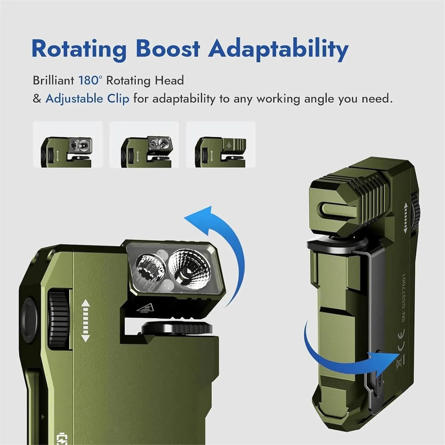 G5 EDC Flashlight Rechargeable, G5 Magnetic Mini Flashlight, 3 Modes 400 Lumens EDC Flashlights with RGB, 180° Rotatable Head, for Outdoor, Home, Car Repair, Emergency (Green 1PC)
