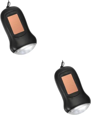 Gadpiparty 2pcs Hand Crank Solar Powered Led Flashlight Portable Torch Light for Camping Emergency Outdoor Use -Lost Strap of Light Per of Crank