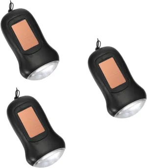 Gadpiparty 3pcs Rechargeable Hand Crank Flashlight Solar Power Portable Led Light for Camping and Hiking Compact Emergency Tool -Lost Strap Bright Light Beads for -Distance Illumination