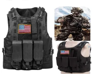 GALAXYLENSE U.S Universal Police Airsoft Hunting Paintball Tactical Gear Vest Protection Light Weight Heavy Duty Breathable