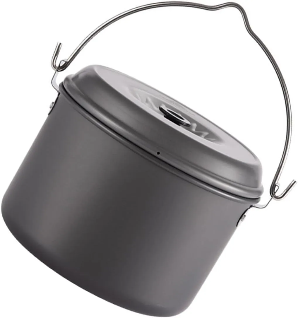 GANAZONO Outdoor Cooking Pot Portable Camping Cookware Set 4l Camping Pot Skillet Handle for Hiking Backpacking