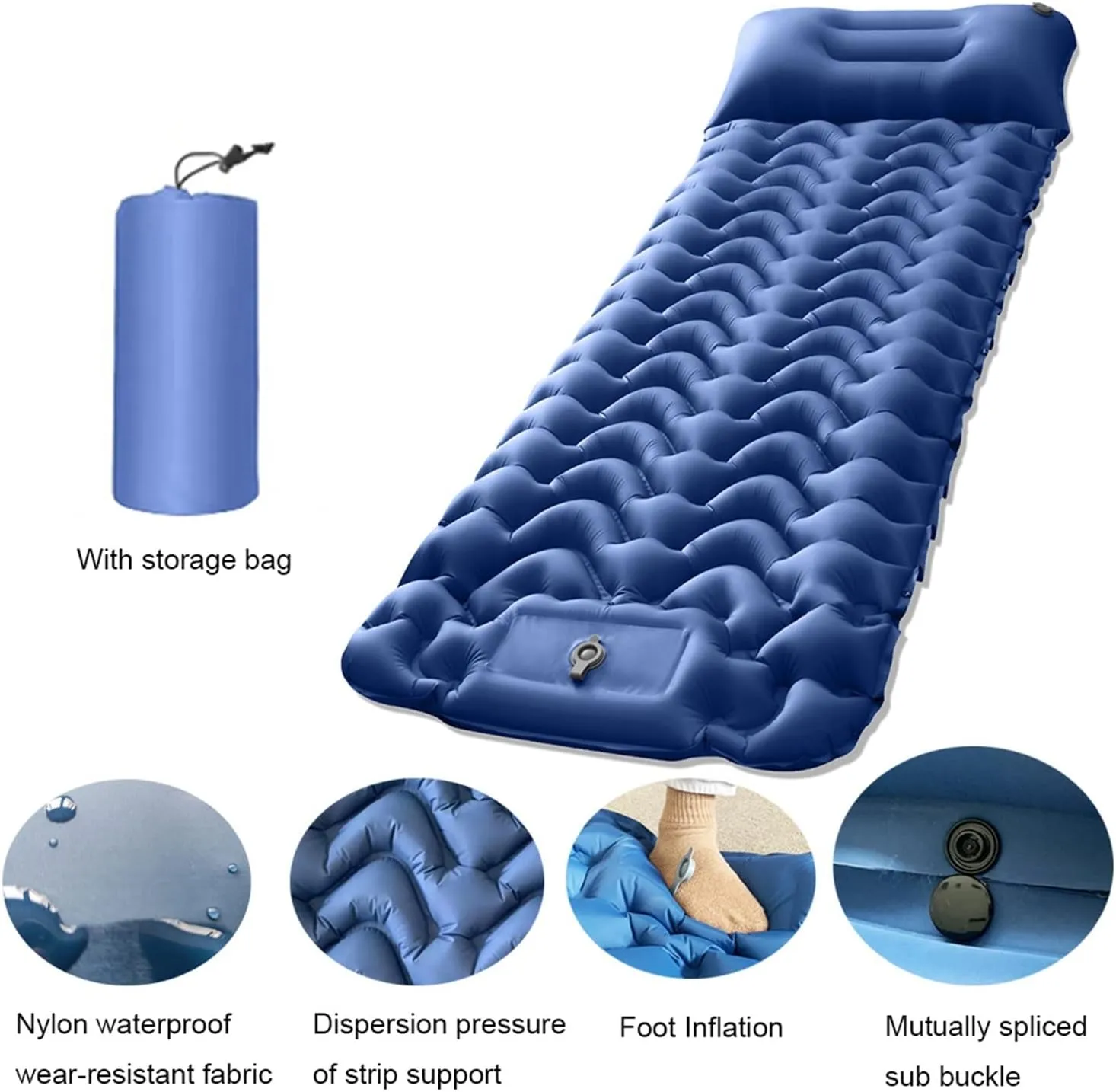 GaRcan Camping Sleeping Mat, Outdoor Super Light Sleeping Mat, Inflatable Sleeping Air Cushion with Built-in Pump (D)