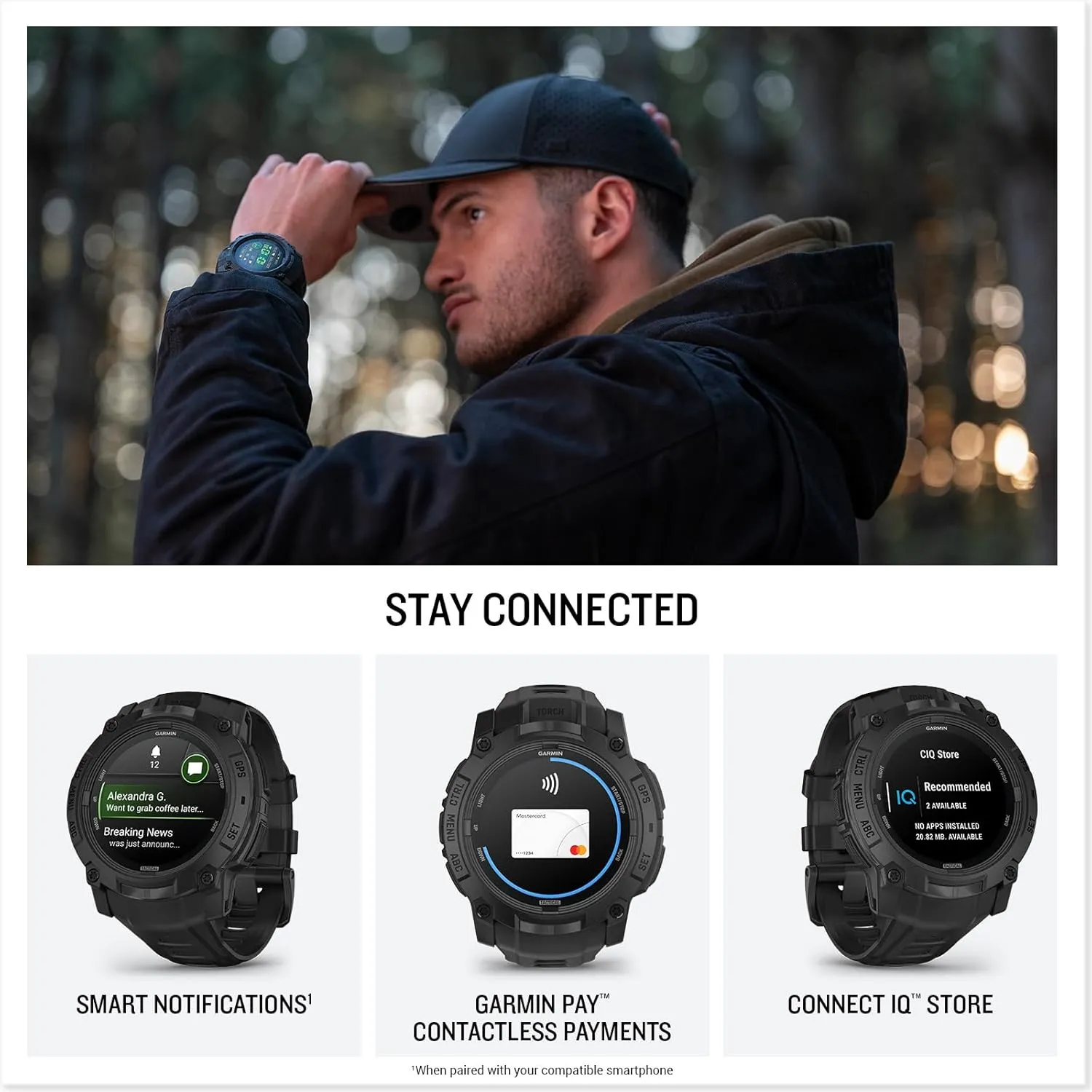 Garmin Instinct® 3 Tactical Edition, 50mm, AMOLED Display, Rugged Outdoor GPS Smartwatch