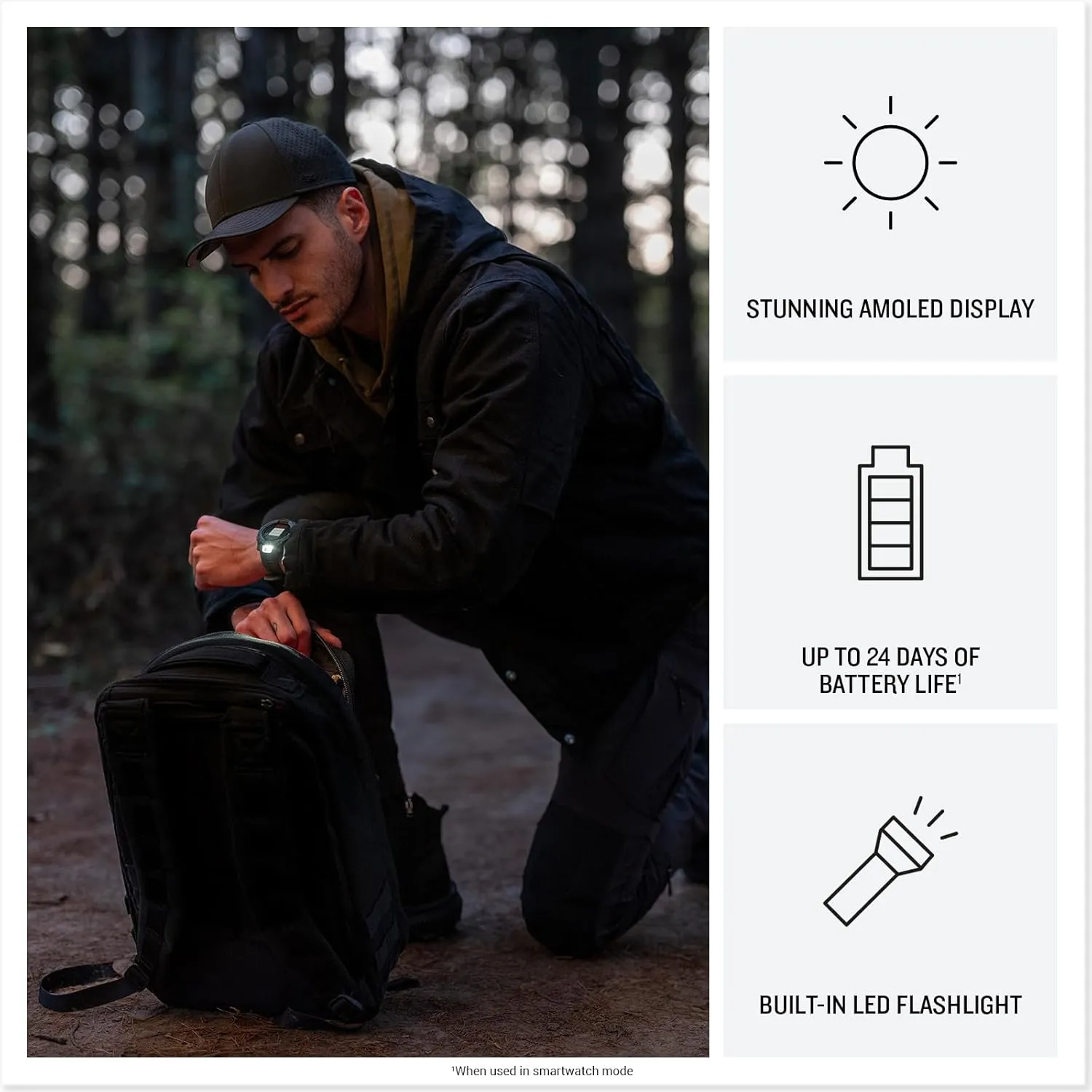 Garmin Instinct® 3 Tactical Edition, 50mm, AMOLED Display, Rugged Outdoor GPS Smartwatch