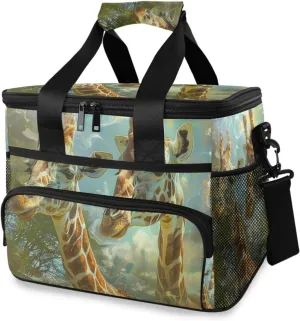 Giraffes 3D Animal Cooler Bag Insulated Cooler Soft Sided Cooler 24 Can Portable Picnic Bag Large Leakproof Lunch Bag Box for Beach Grocery Camping Travel Car Men Women