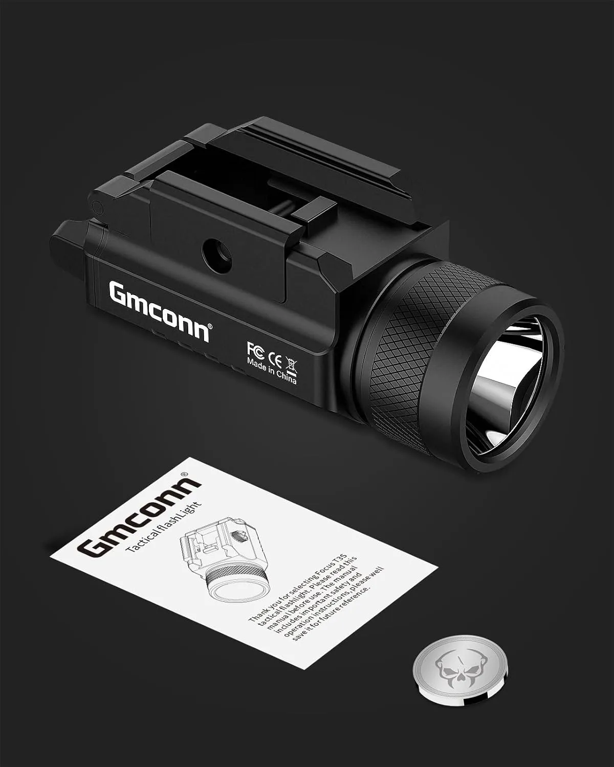 Gmconn 1250 Lumen Tactical Flashlight Pistol Light Rail Mounted LED Gun Light Strobe Weaponlight for Glock Pistol and Picatinny MIL-STD-1913