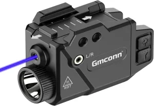 Gmconn 800 Lumens Pistol Light and Green Red Blue Laser Combo, Tactical Flashlight with Beam for Pistol with Rail (Blue Laser)