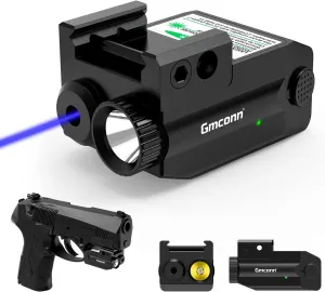 Gmconn Pistol Blue Laser Light Combo USB Rechargeable Gun Light Tactical Flashlight with Strobe Mode Blue Sight for Handgun (Blue Laser)