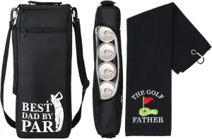 Golf Cooler Bag Golf Accessories Kit for Men with Golf Towel Golf Ball Cleaning Brush Divot Repair Tool Small Soft Cooler Bags Insulated Beer Cooler Holds for Father's Day Golf Gifts