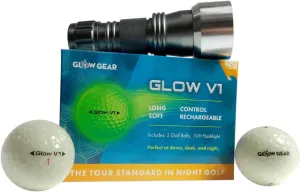 Golf - GlowV1 Night Golf Balls with UV Flashlight, Glow in The Dark Golf Balls 2 Piece Construction with Tour Quality Compression Core, Urethane Skin, and Ultra Bright Glow