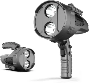 GOODSMANN Spotlight 2200 Lumen Spotlight for Hunting Handheld Spotlight Rechargeable Flashlight with Spot & Flood Light Mode for Boats 9212-89301-01A