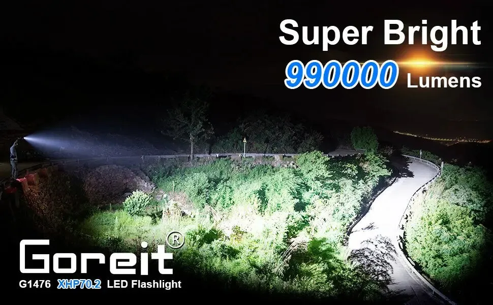 Goreit Flashlight P70. - 990000 Lumens, Rechargeable