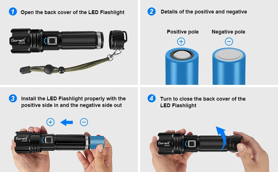 Goreit Flashlight P70. - 990000 Lumens, Rechargeable